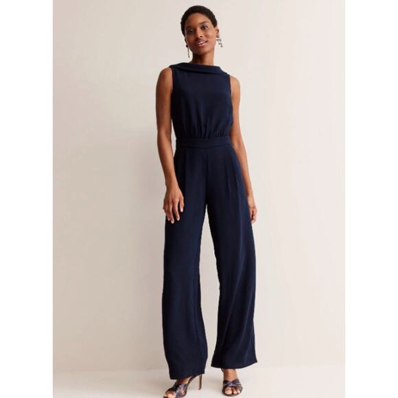 Boden Womens Clarissa Navy Blue Jumpsuit Romper Size 10R - Picture 1 of 7